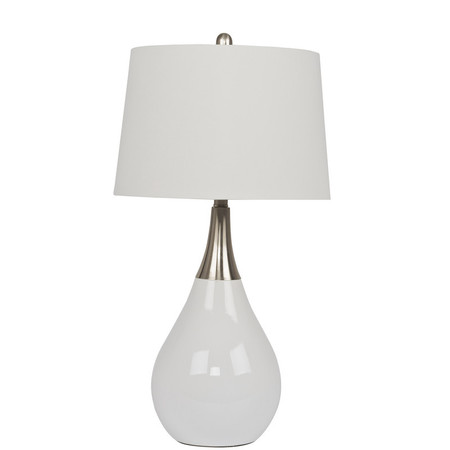 LITEX INDUSTRIES 28" Table Lamp, Brushed Nickel Metal and White Base and White Shade BL23WW